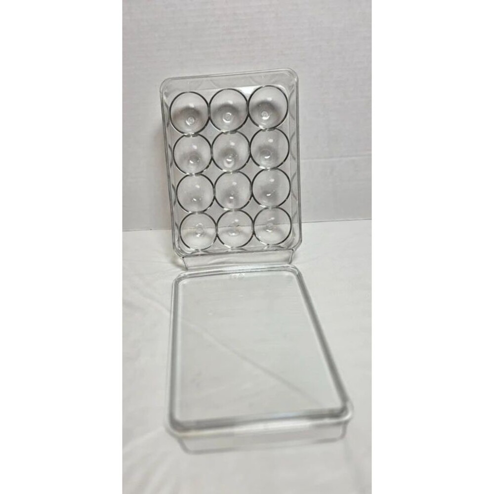 Clear Plastic 12-Egg Holder Storage Container with Lid